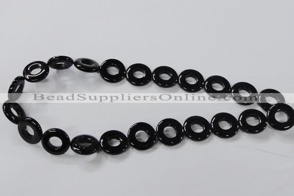 CAB854 15.5 inches 18mm donut black agate gemstone beads wholesale