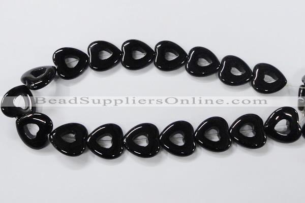 CAB861 15.5 inches 24*24mm heart black agate gemstone beads wholesale