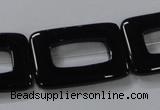 CAB867 15.5 inches 20*30mm rectangle black agate gemstone beads wholesale