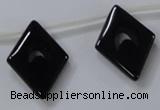 CAB870 22*40mm top-drilled rhombic black agate gemstone beads wholesale