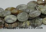 CAB89 15.5 inches 10*14mm oval silver needle agate gemstone beads