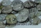 CAB90 15.5 inches 12*16mm oval silver needle agate gemstone beads