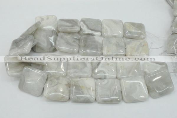 CAB921 15.5 inches 30*30mm square natural crazy agate beads wholesale