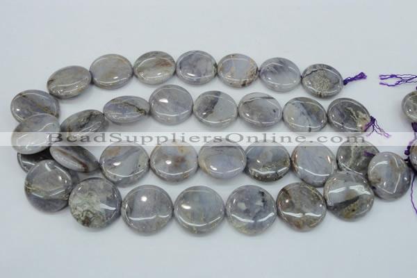 CAB926 15.5 inches 25mm coin natural purple agate beads wholesale