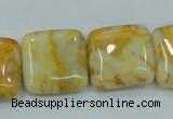 CAB947 15.5 inches 20*20mm square yellow crazy lace agate beads