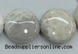 CAB964 15.5 inches 25mm flat round ocean agate gemstone beads