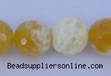 CAB968 15.5 inches 10mm faceted round fire crackle agate beads