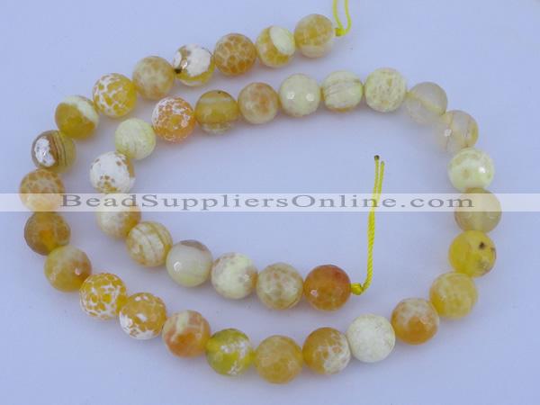 CAB968 15.5 inches 10mm faceted round fire crackle agate beads