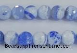 CAB973 15.5 inches 8mm faceted round fire crackle agate beads