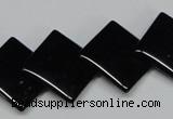 CAB985 15.5 inches 18*18mm rhombic black agate gemstone beads wholesale