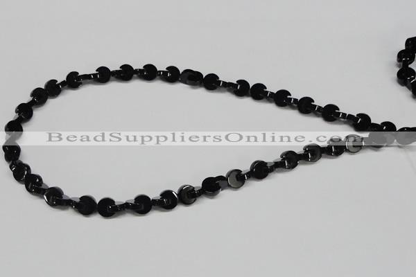 CAB992 15.5 inches 8*8mm curved moon black agate gemstone beads