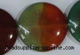 CAG1040 15.5 inches 35mm flat round rainbow agate beads