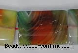 CAG1057 15.5 inches 25*35mm flat tube rainbow agate beads