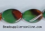 CAG1063 15.5 inches 18*25mm twisted oval rainbow agate beads