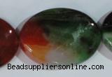 CAG1065 15.5 inches 30*40mm twisted oval rainbow agate beads