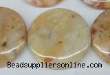 CAG1092 15.5 inches 30mm flat round Morocco agate beads wholesale