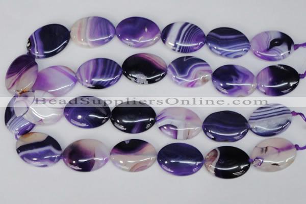 CAG1210 15.5 inches 20*30mm oval line agate gemstone beads