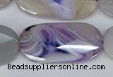 CAG1260 15.5 inches 20*40mm faceted oval line agate gemstone beads