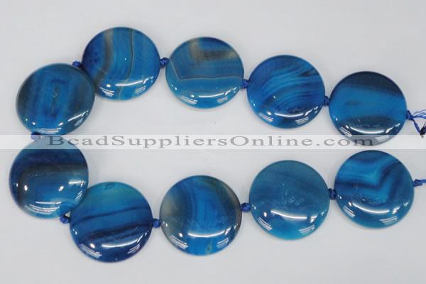 CAG1290 15.5 inches 35mm flat round line agate gemstone beads