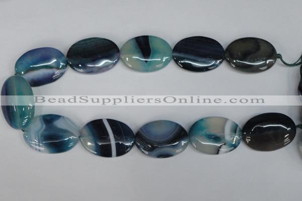 CAG1294 15.5 inches 25*35mm oval line agate gemstone beads