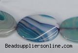 CAG1295 15.5 inches 20*30mm twisted oval line agate gemstone beads