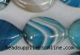 CAG1296 15.5 inches 22*30mm flat teardrop line agate gemstone beads