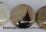 CAG1310 15.5 inches 30mm flat round line agate gemstone beads