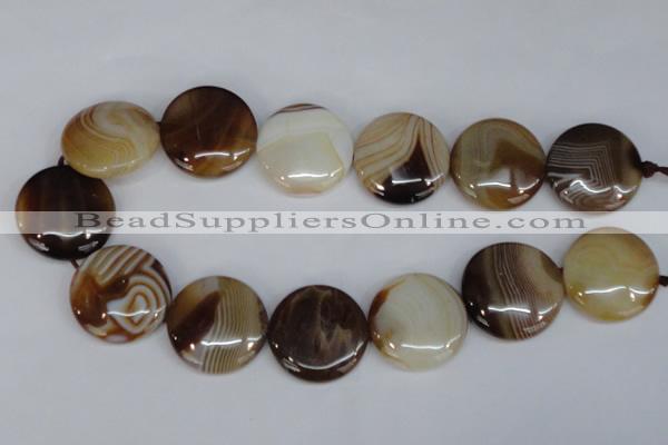 CAG1310 15.5 inches 30mm flat round line agate gemstone beads