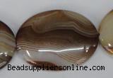 CAG1319 15.5 inches 30*40mm oval line agate gemstone beads