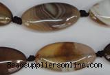 CAG1320 15.5 inches 15*30mm marquise line agate gemstone beads