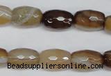 CAG1340 15.5 inches 10*15mm faceted rice line agate gemstone beads