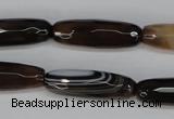 CAG1345 15.5 inches 10*30mm faceted rice line agate gemstone beads