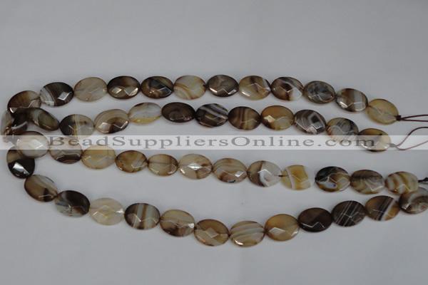 CAG1348 15.5 inches 12*16mm faceted oval line agate gemstone beads