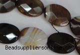 CAG1349 15.5 inches 15*20mm faceted oval line agate gemstone beads