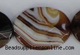 CAG1352 15.5 inches 30*40mm faceted oval line agate gemstone beads