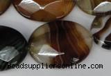 CAG1368 15.5 inches 22*30mm faceted oval line agate gemstone beads