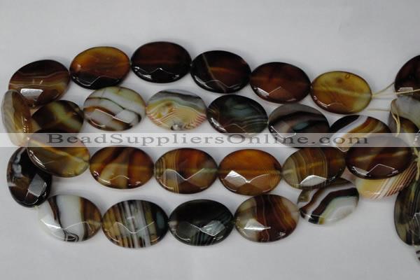 CAG1368 15.5 inches 22*30mm faceted oval line agate gemstone beads