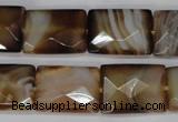 CAG1390 15.5 inches 15*20mm faceted rectangle line agate gemstone beads