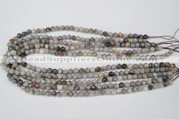 CAG1431 15.5 inches 6mm faceted round bamboo leaf agate beads