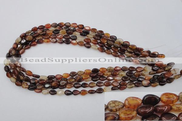 CAG1469 15.5 inches 6*8mm flat teardrop dragon veins agate beads