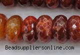 CAG1495 15.5 inches 10*20mm faceted rondelle natural fire agate beads