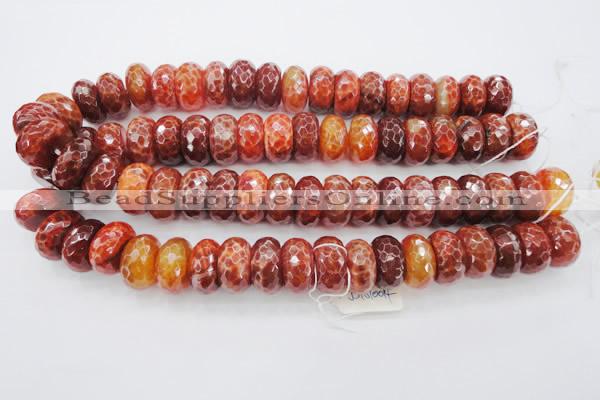 CAG1495 15.5 inches 10*20mm faceted rondelle natural fire agate beads