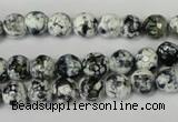 CAG1507 15.5 inches 8mm faceted round fire crackle agate beads