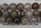 CAG1526 15.5 inches 10mm faceted round fire crackle agate beads