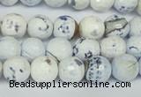 CAG1530 15.5 inches 10mm faceted round fire crackle agate beads