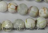 CAG1534 15.5 inches 12mm faceted round fire crackle agate beads