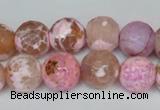 CAG1536 15.5 inches 12mm faceted round fire crackle agate beads