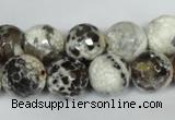 CAG1538 15.5 inches 12mm faceted round fire crackle agate beads