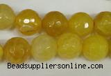 CAG1539 15.5 inches 12mm faceted round fire crackle agate beads