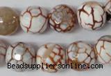 CAG1545 15.5 inches 14mm faceted round fire crackle agate beads